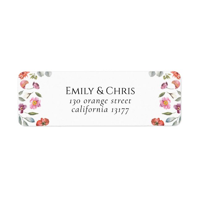 Elegant Floral Eucalyptus Wedding Address Label (Front)