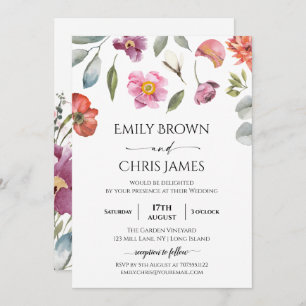 Elegant Floral Eucalyptus Wedding Invitation
