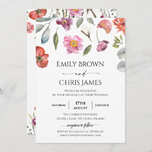 Elegant Floral Eucalyptus Wedding Invitation