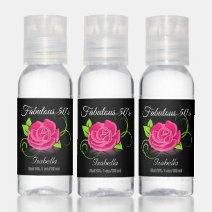 Elegant Floral Fabulous 50´s Birthday Party Hand Sanitizer