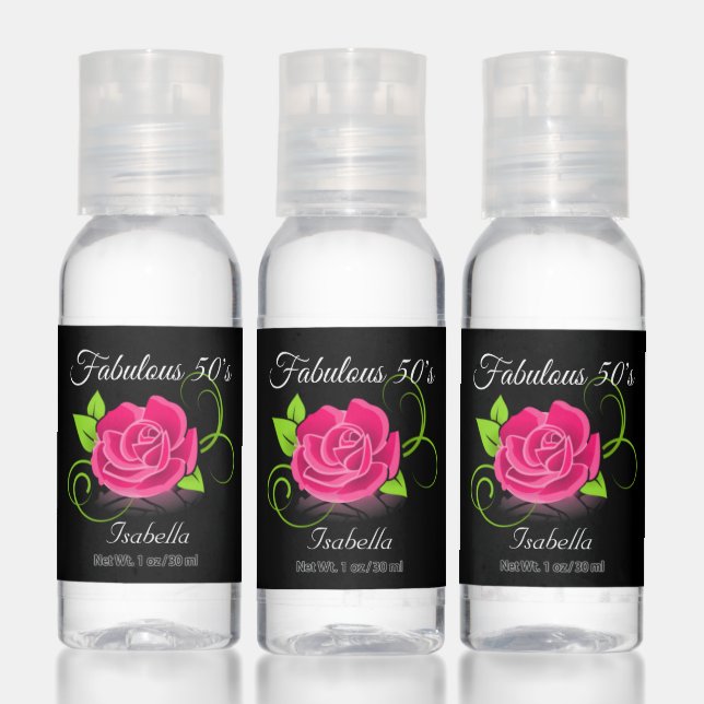 Elegant Floral Fabulous 50´s Birthday Party Hand Sanitizer (Set)
