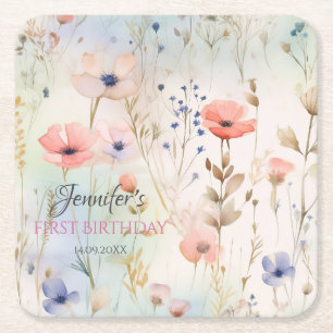 Elegant Floral Fairy Party Coaster