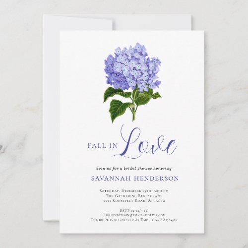 Elegant Floral Fall In Love Floral Bridal Shower Invitation
