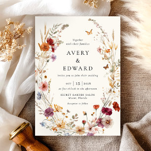 Elegant Floral Fall Wedding Boho Invitation
