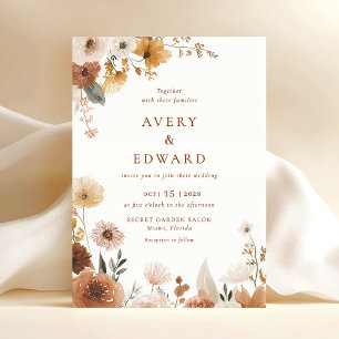 Elegant Floral Fall Wedding Invitation