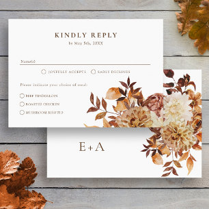 Elegant Floral Fall Wedding RSVP Card