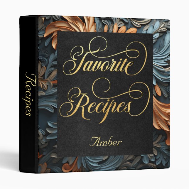 Elegant Floral Favorite Recipe Binder (Front/Spine)