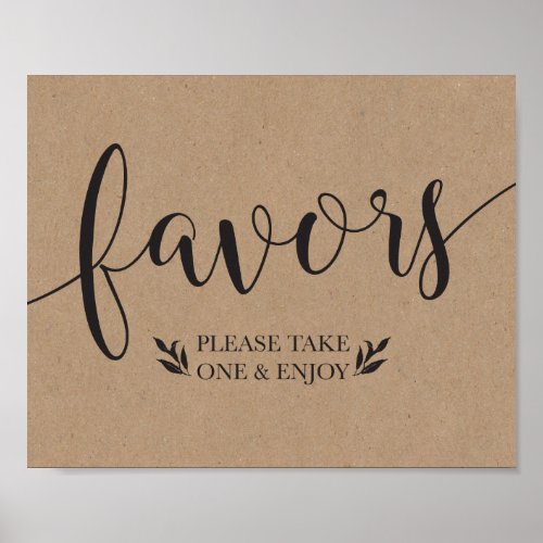 Elegant Floral Favors Wedding Decor Sign