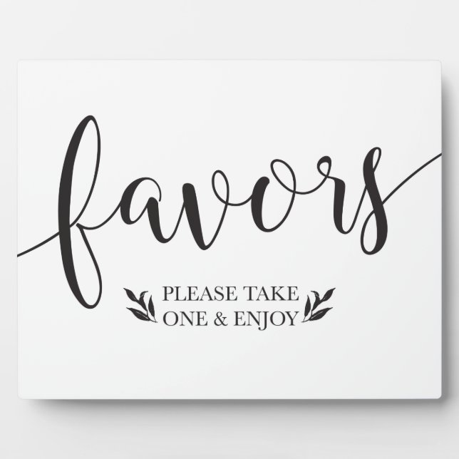 Elegant Floral Favors Wedding Decor Sign Plaque (Front)