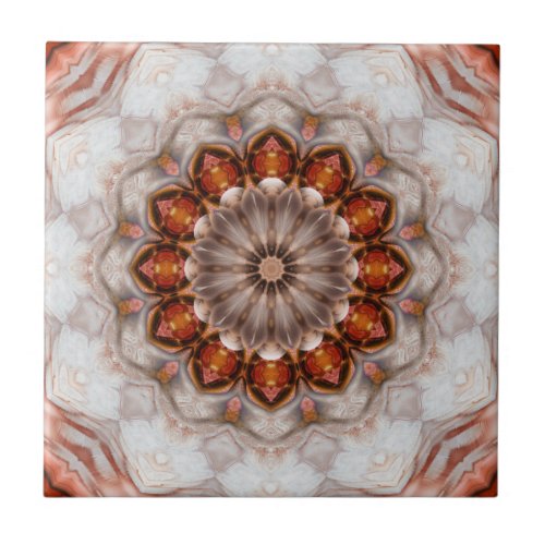 Elegant Floral Feather Rose Gold Geometric Tile