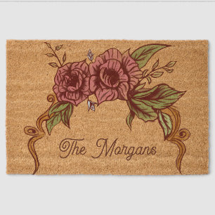 Elegant Floral Fiber Doormat