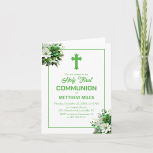 Elegant floral first catholic communion invitation