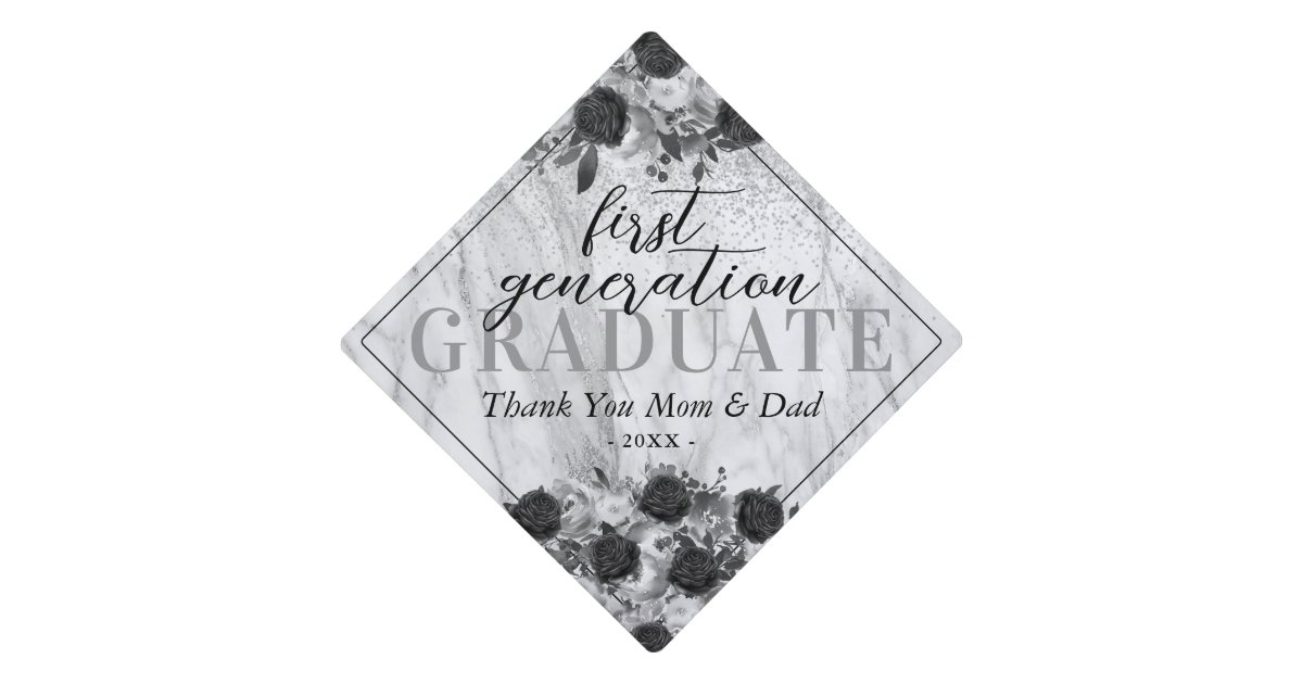 Elegant Floral First Generation Graduate Graduation Cap Topper | Zazzle