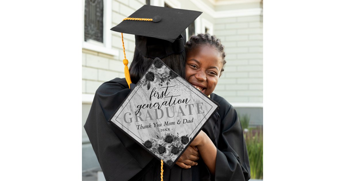 Elegant Floral First Generation Graduate Graduation Cap Topper | Zazzle