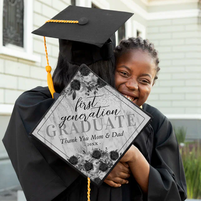 Elegant Floral First Generation Graduate Graduation Cap Topper | Zazzle