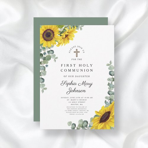 Elegant Floral First Holy Communion  Invitation