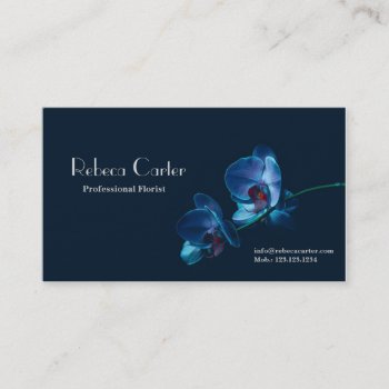 Elegant Floral Florist Dark Blue Orchid Card by paplavskyte at Zazzle