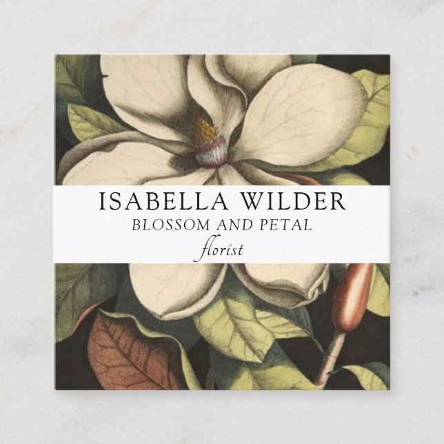 Elegant Floral Florist Square Business Card (Front)