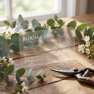 Elegant Floral Florist Template Clear Business Cards