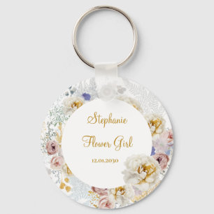 Elegant Floral Flower Girl Wedding Gift Keychain