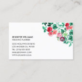 Elegant Floral Flower Wedding Event Planner Business Card (Back)