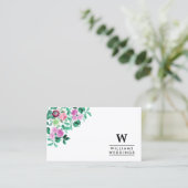 Elegant Floral Flower Wedding Event Planner Business Card (Standing Front)