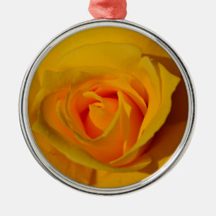 Elegant floral flower Yellow Rose Metal Ornament
