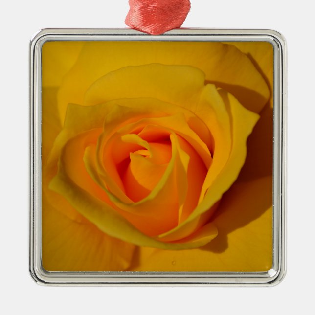 Elegant floral flower Yellow Rose Metal Ornament (Front)