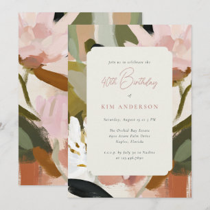 Elegant Floral Flowers Painting 40th Birthday Invitation