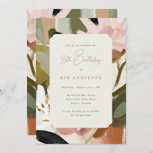 Elegant Floral Flowers Painting 55th Birthday Invitation