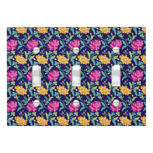 Elegant Floral Flowers Pink Yellow Buds Greenery Light Switch Cover