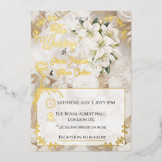 Elegant Floral Foil Invitation
