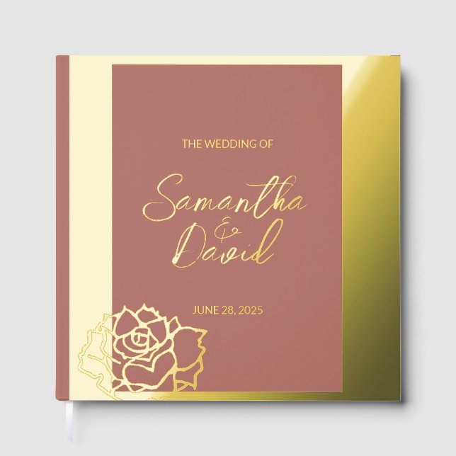Elegant Floral Foil Wedding Guestbook (Front)