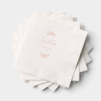 Elegant Floral Foil Wedding Personalized Rose Gold Foil Napkins