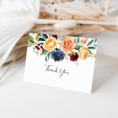 Elegant Floral Folded Wedding Thank You Card