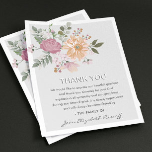 Elegant Floral & Foliage Sympathy Funeral Thank You Card