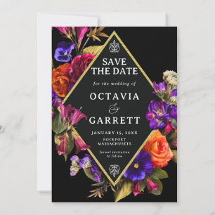 Elegant Floral Formal Purple Red Orange Save The Date