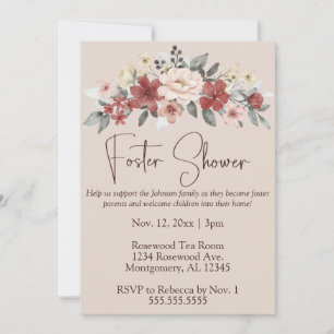 Elegant Floral Foster Care Baby/Child Shower Invitation