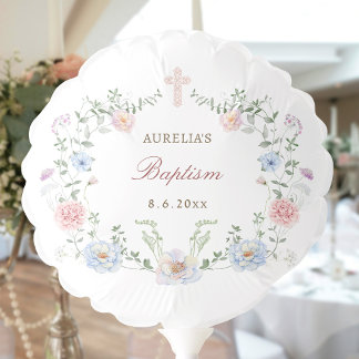 Elegant Floral Frame Baptism Balloon