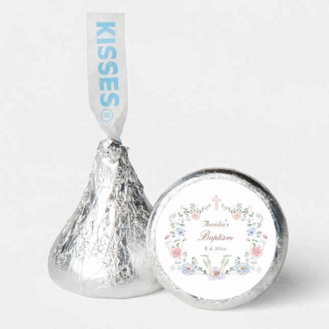 Elegant Floral Frame Baptism Hershey®'s Kisses® (Front)