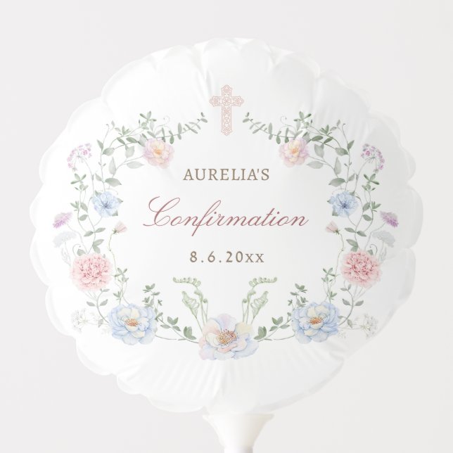 Elegant Floral Frame Confirmation Balloon (Front)