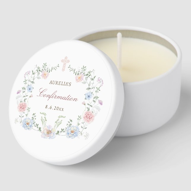 Elegant Floral Frame Confirmation Mini Candle Favors (Corner)