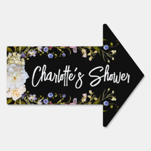 Elegant Floral Frame Directional SHOWER Sign
