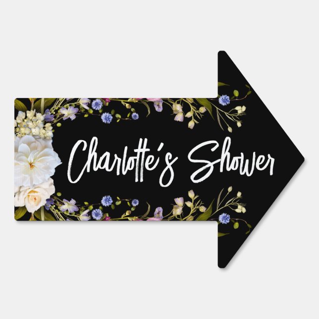 Elegant Floral Frame Directional SHOWER Sign (Back)