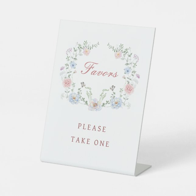 Elegant Floral Frame Favors Pedestal Sign (Front)