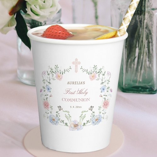 Elegant Floral Frame First Communion
