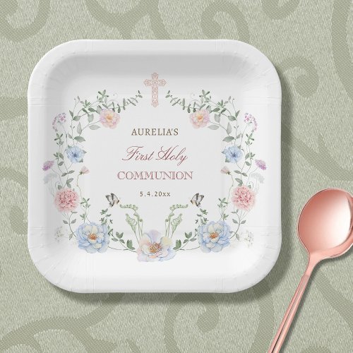 Elegant Floral Frame First Communion