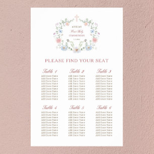 Elegant Floral Frame First Communion Seating Chart