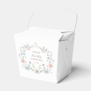Elegant Floral Frame First Communion Take Out Favor Boxes