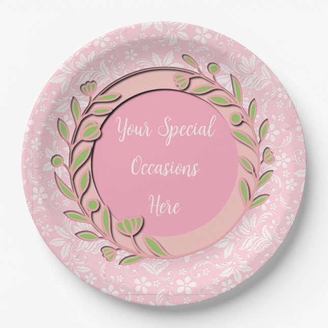 Elegant Floral Frame: for Every Occasion Paper Plates (Front)